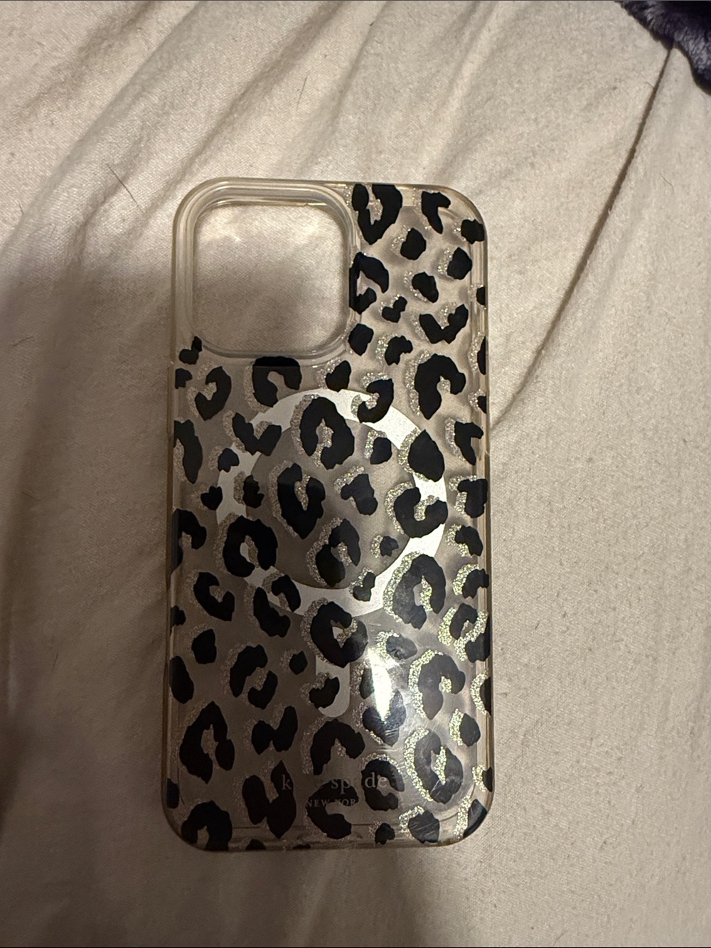 iPhone 16 pro max Clear Leopard Print Phone Case - Black and Gold